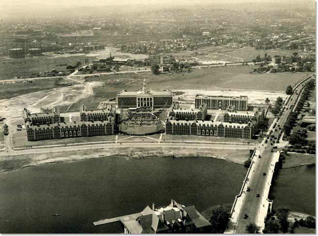 Aerial view of Campus during Dedication Ceremonies, June 4, 1927.