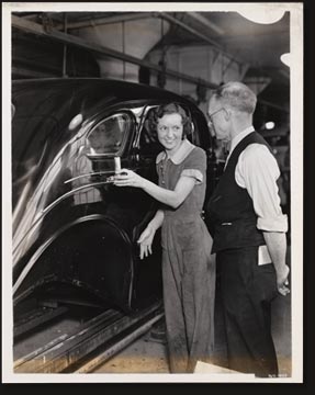 Frank Ryan, veteran worker in the De Soto body plant, has created all of the stripe guns used in painting stripes on Chrysler-made cars. He has developed at least 25 different types of engines,- including models that paint three different colored stripes at the same time.