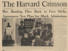 Student unrest at Harvard and Radcliffe Colleges, December 11, 1968.  Courtesy of Radcliffe College Archives, Schlesinger Library, Radcliffe Institute, Harvard University. olvwork305911