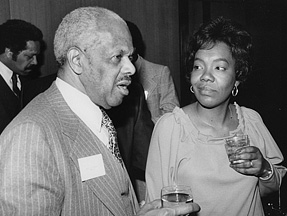 H. Naylor Fitzhugh and Lillian Lincoln Lambert at Black Career Day, ca. 1979. HBS Archives Photograph Collection: Subject Files & Events. Baker Library, Harvard Business School.