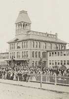 Exterior of factory, Waltham Watch Company. Waltham Watch Company Records, 1854-1941, Baker Library Historical Collections.