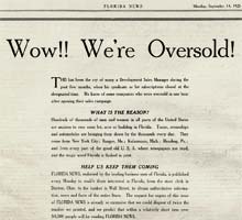 “Wow, Were oversold.” Florida News, September 14, 1925. Baker Old Class Collection, Baker Library Historical Collections.