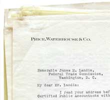 Letter, George O. May to James Landis, November 2, 1933. James McCauley Landis Papers, 1924-1945. Box 8, folder 8. Courtesy of Special Collections Department, Harvard Law School Library.