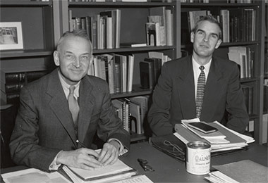 Georges F. Doriot and Ralph M. Barford, 1952. HBS Archives Photograph Collection: Faculty and Staff. HBS Archives, Baker Library, Harvard Business School. olvwork640162