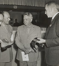 Georges F. Doriot demonstrating combat boot. Box 18. Georges F. Doriot Papers. Manuscript Division, Library of Congress, Washington, D.C.