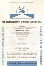 INSEAD Poster. Office of the Dean (Teele) Records. HBS Archives. Baker Library, Harvard Business School.