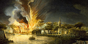 View of a fire at Canton, mid 19th century, ca. 1842. Museum purchase, 1959. Peabody Essex Museum, Salem, Massachusetts.