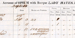 Account of Opium, November, 1852. Heard Family Business Records. Harvard Business School.