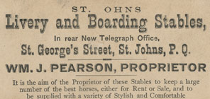 St Ohns Livery and Boarding Stables business card. Advertising Ephemera Collection, Baker Library Historical Collections.