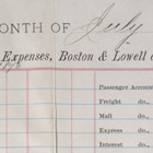 Statements of joint income and expenses, July 1877.  Nashua and Lowell Railroad Corporation Records, Baker Library Historical Collections.