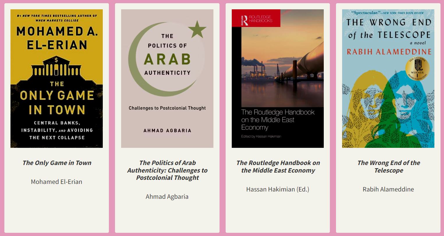 Four book covers from Harvard Libraries that are about Arab American or pan-Arab identities