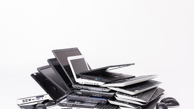 Laptops as electronics waste for environmentally friendly disposal. (Shutterstock)