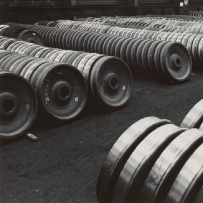 Railroad car wheels ready for shipment--Gary Works