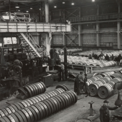 Preparing machining wheels for shipment--Gary Works