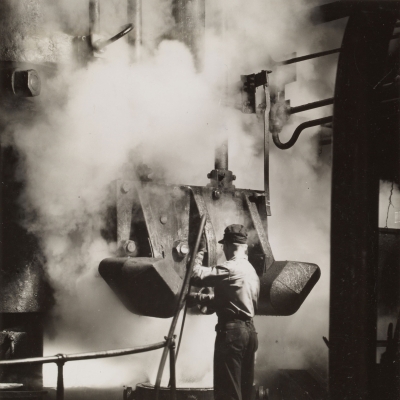 Hydraulic press at wheel mill--Gary Works