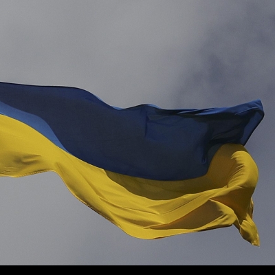 Detail of Ukrainian flag