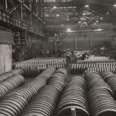 Finished and unfinished railroad car wheels--Gary Works