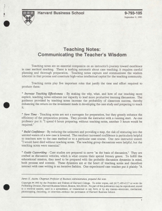 Teaching Notes