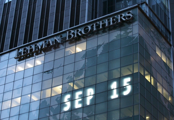 Lehman Brothers Building, September 15, 2008. Photo by Nicolas Roberts/AFP/Getty Images.