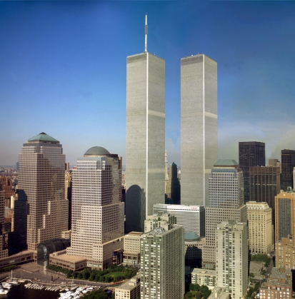 Lower Manhattan skyline featuring World Trade Center and World Financial center, 2001. Prints & Photographs Division, Library of Congress, LC-DIG-highsm-15224.